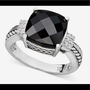 Onyx Diamond Accent Sterling Silver Ring